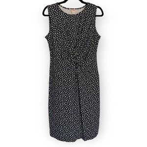 Brooks brothers black white floral knot dress midi sleeveless round neck M NWTS
